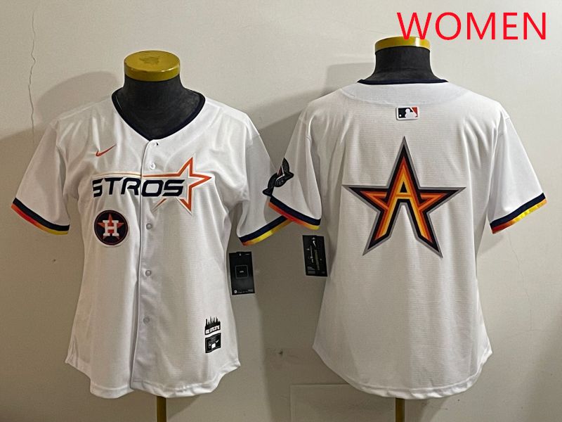 Women Houston Astros Blank White three generations Joint Name Nike 2025 MLB Jersey style 10->women mlb jersey->Women Jersey